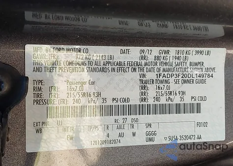 2013 Ford Focus Se from USA, damaged, VIN 1FADP3F20DL149784